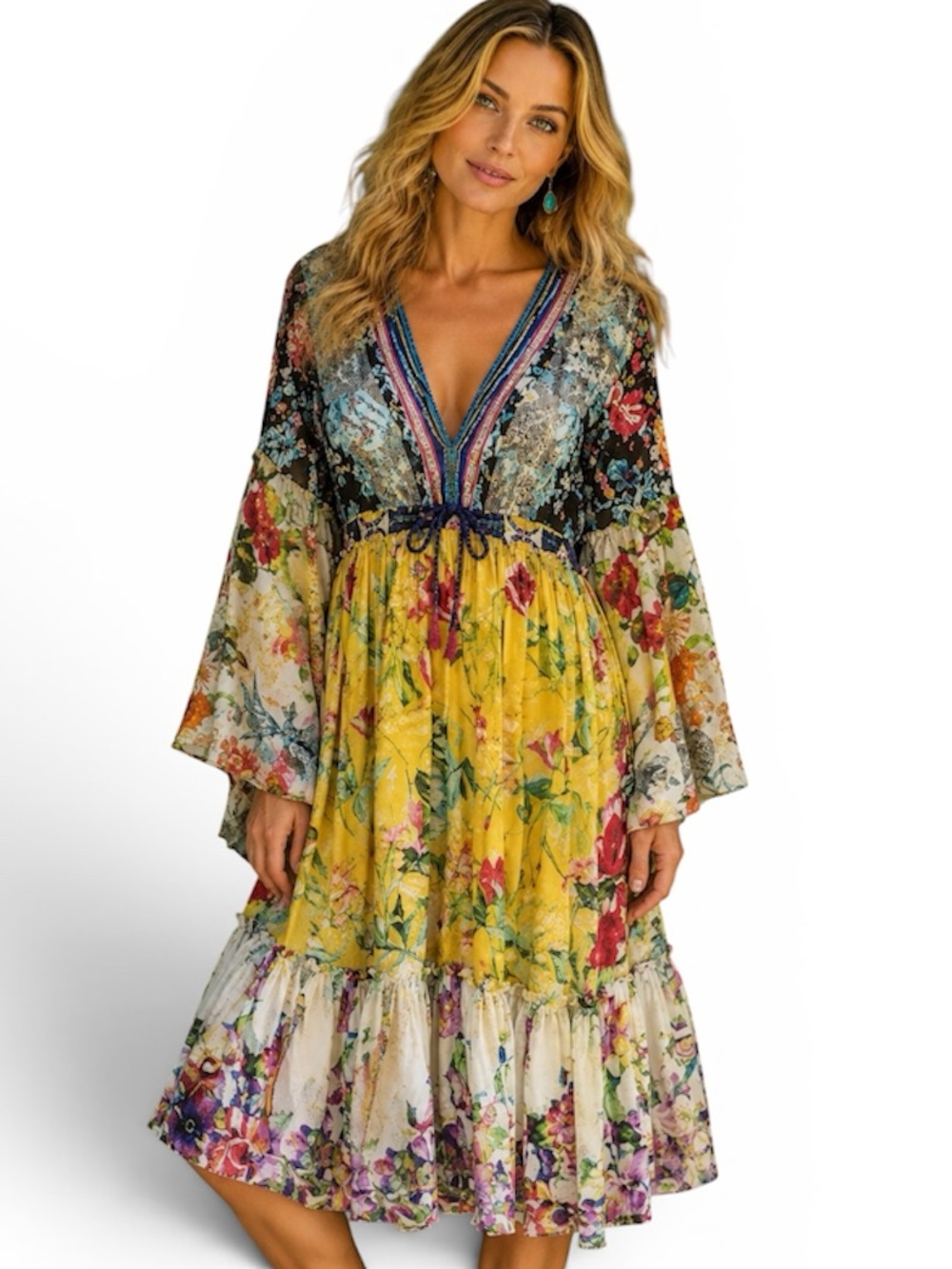 JOHNNY WAS SILK DARI DRESS  w slip NWT